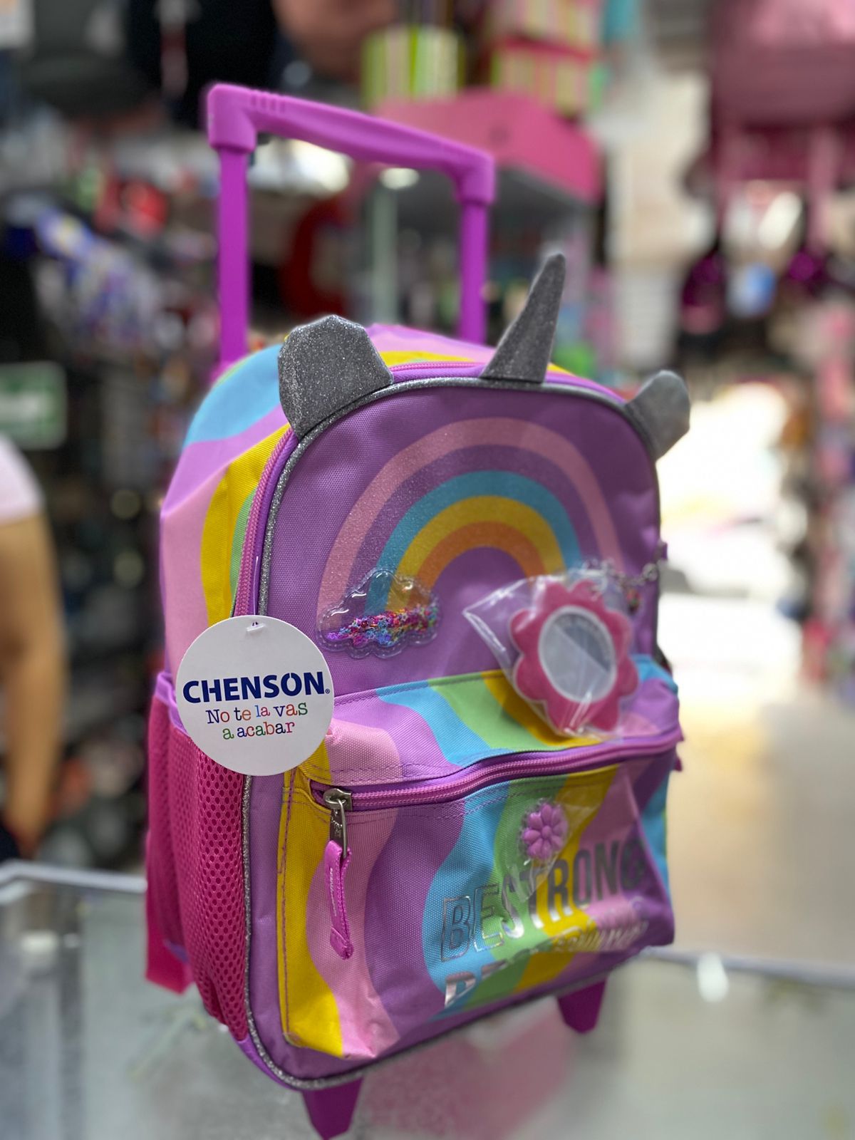 Mochila carro kinder unicornio arcoiris Chenson