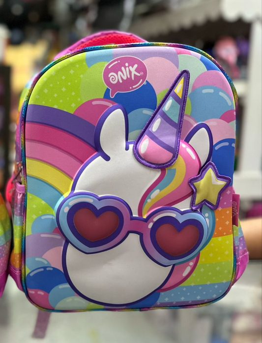 Mochila kinder unicornio onix lentes Ruz