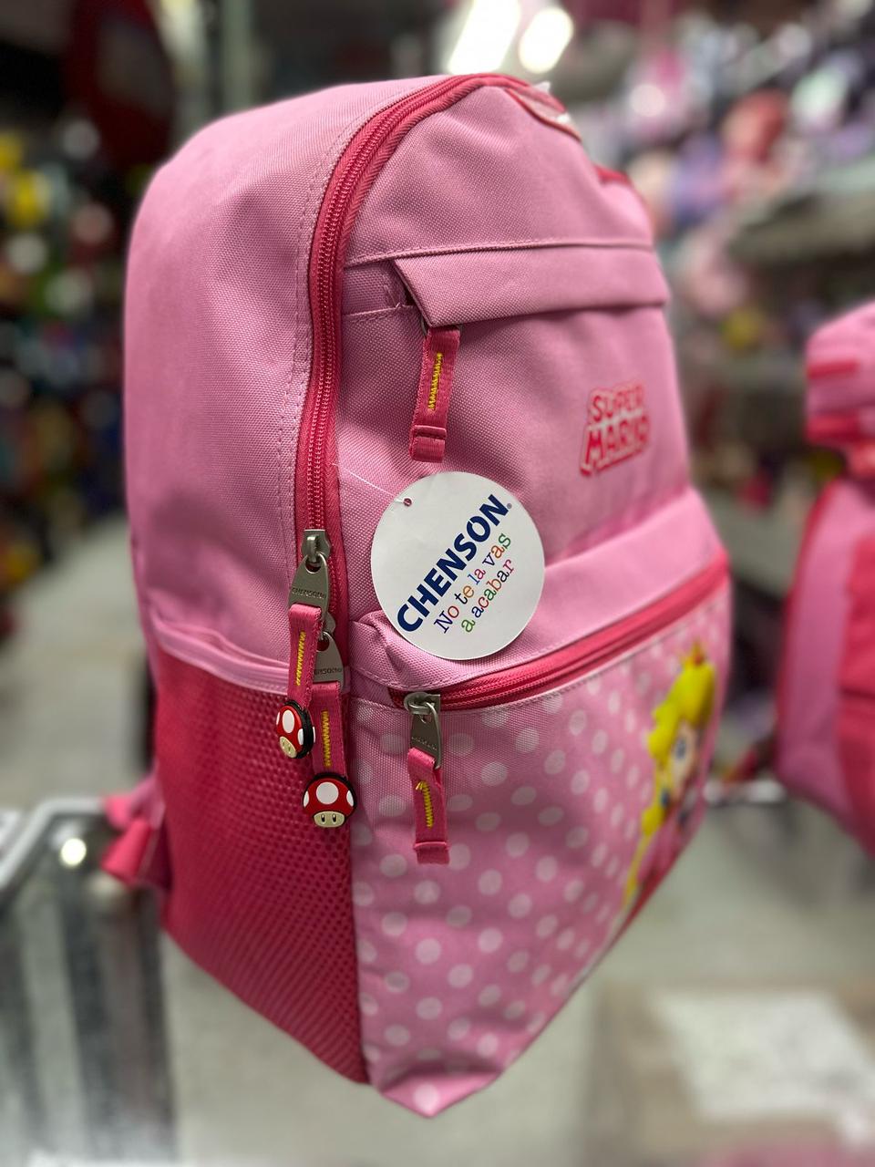 Mochila primaria peach puntos rosa Chenson