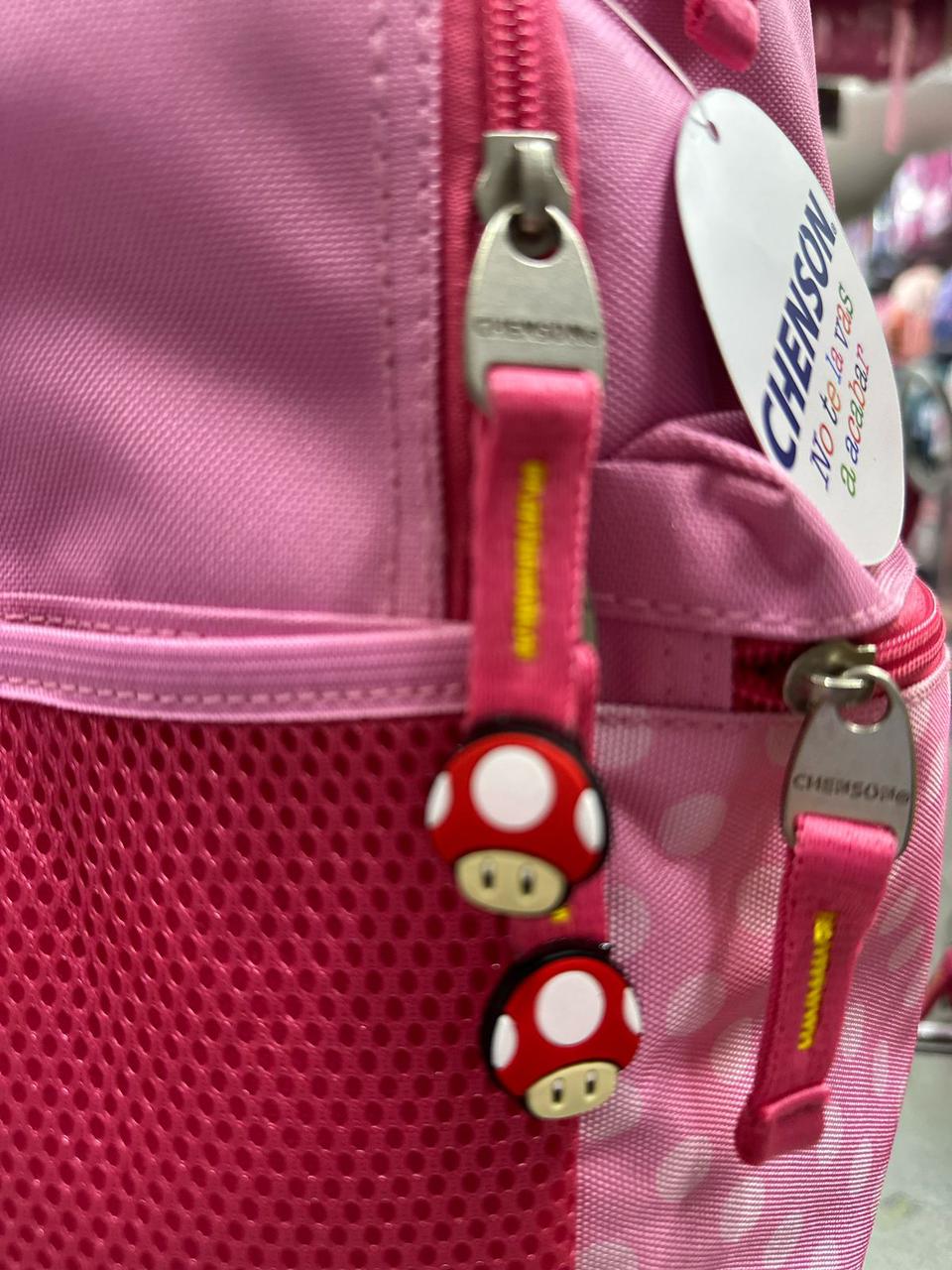 Mochila primaria peach puntos rosa Chenson