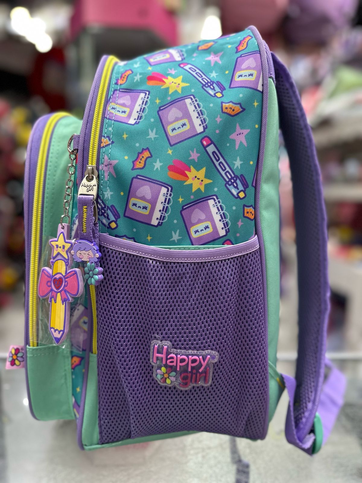 Mochila primaria vania bachur gato arcoiris Chenson