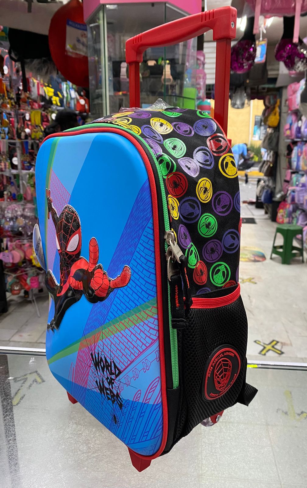 Mochila carro kinder Miles Morales círculos Chenson