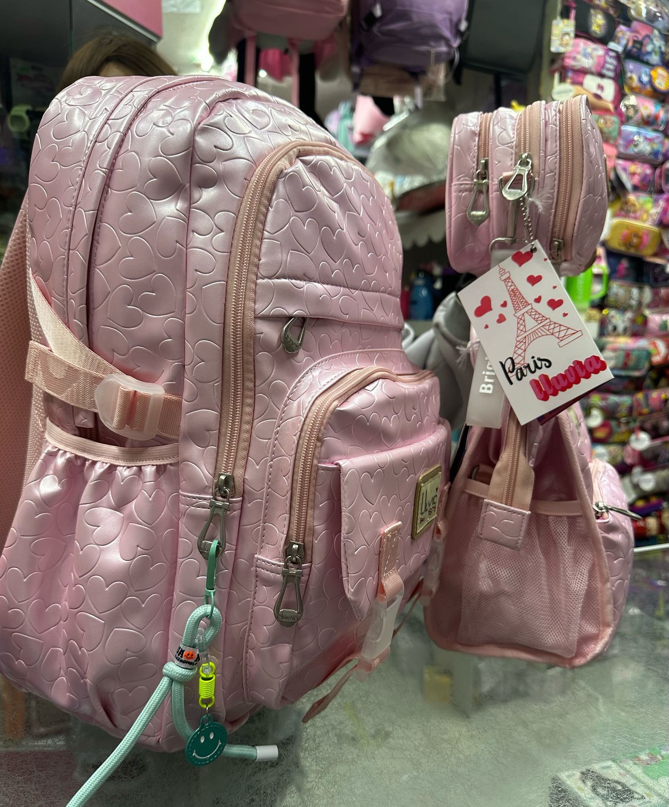 Combo primaria corazones textura rosa lluvia