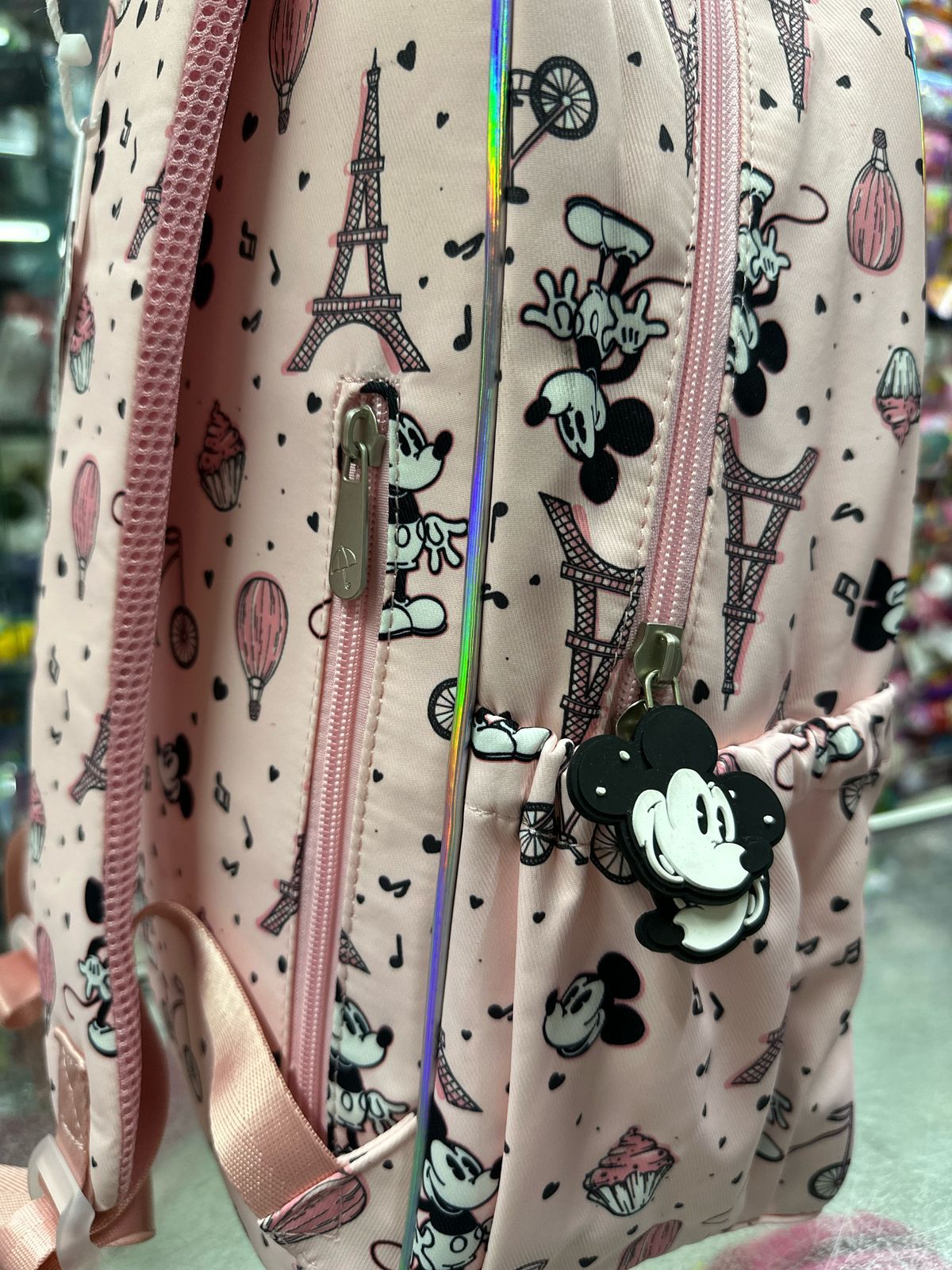 Mochila primaria Mickey París rosa lluvia