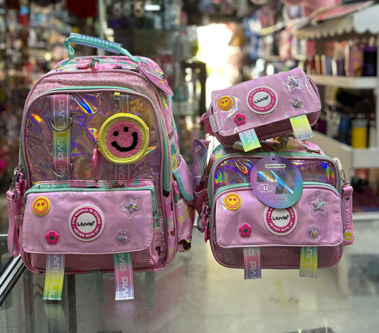 Combo primaria stickers tornasol rosa lluvia
