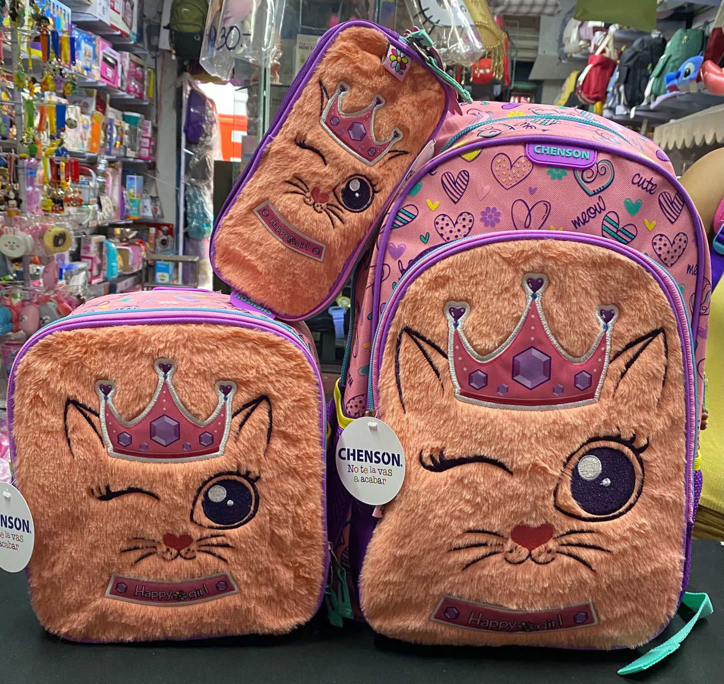 Combo gato peluche corona Chenson