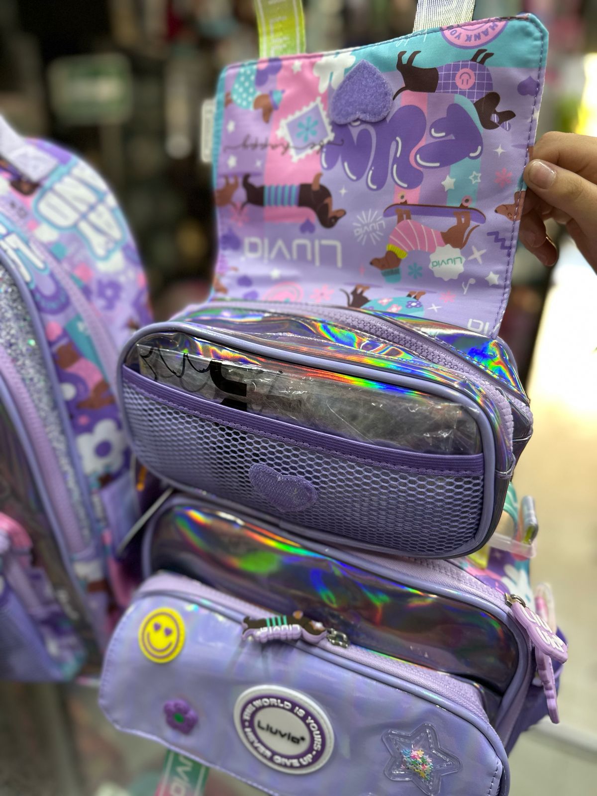 Combo kinder stickers tornasol Lila lluvia