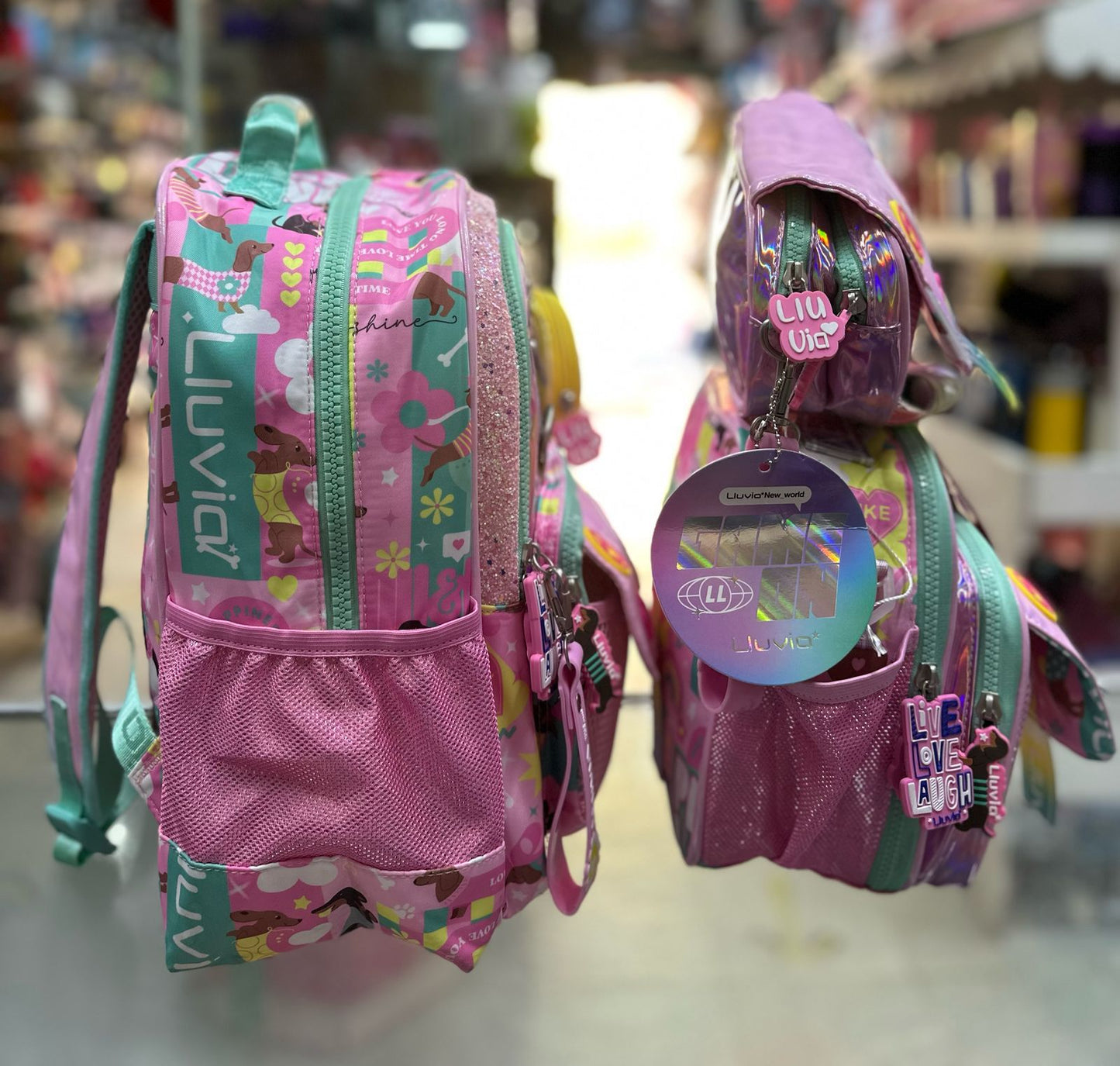 Combo kinder stickers tornasol rosa lluvia