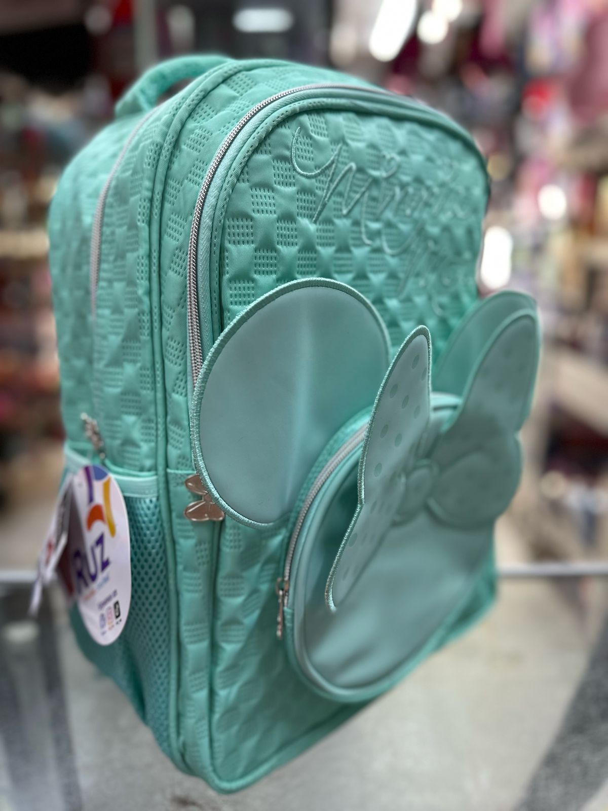 Mochila primaria Minnie textura menta Ruz