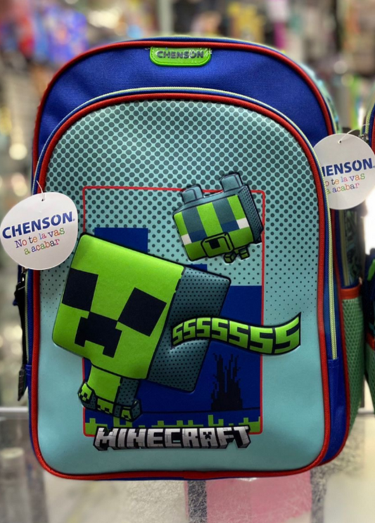 Mochila primaria Creeper y perro  Minecraft Chenson