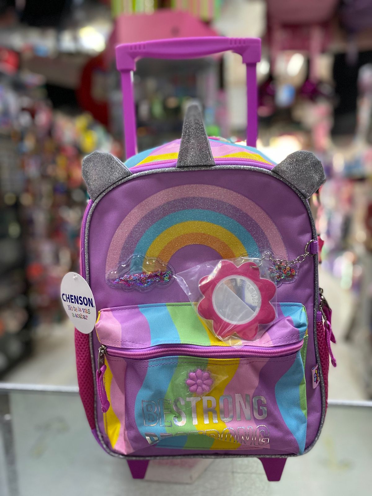 Mochila carro kinder unicornio arcoiris Chenson