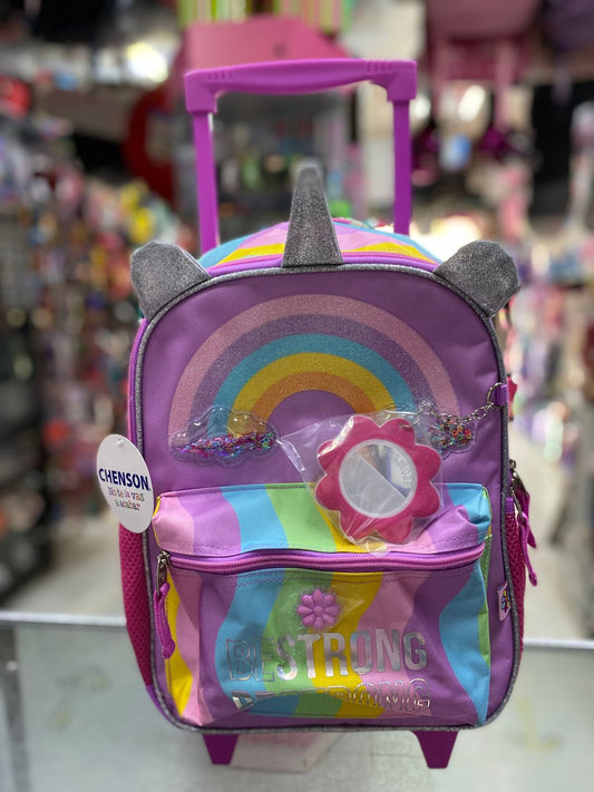 Mochila carro kinder unicornio arcoiris Chenson