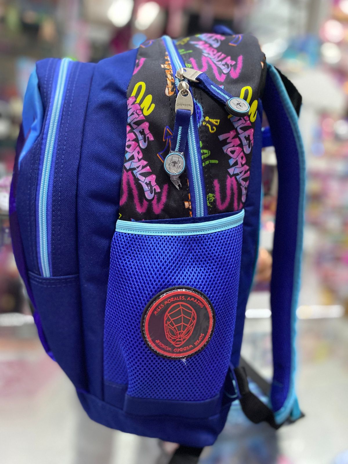 Mochila primaria Miles Morales ciudad azul Chenson