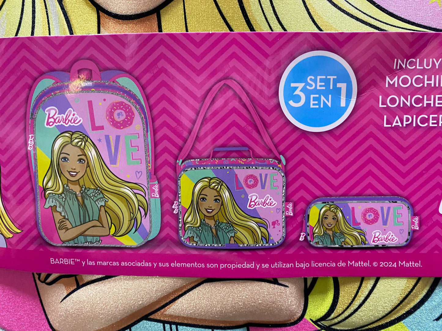 SET 3 EN 1 BARBIE KEEPACK PRIMARIA