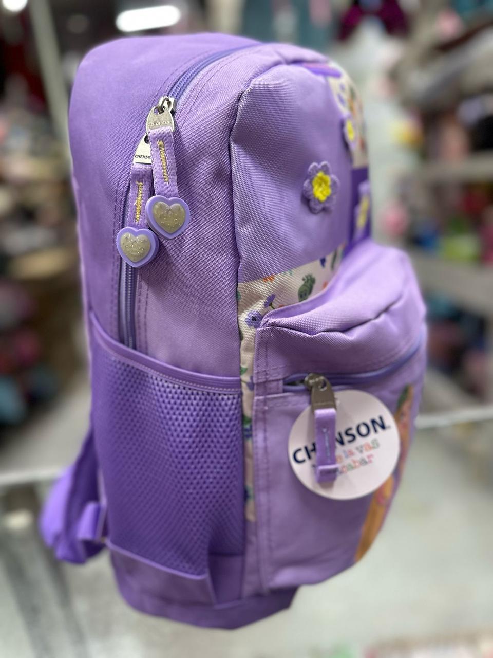 Mochila primaria Rapunzel flores Chenson
