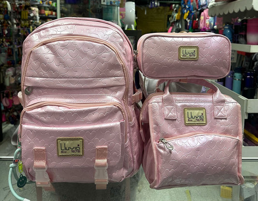 Combo primaria corazones textura rosa lluvia