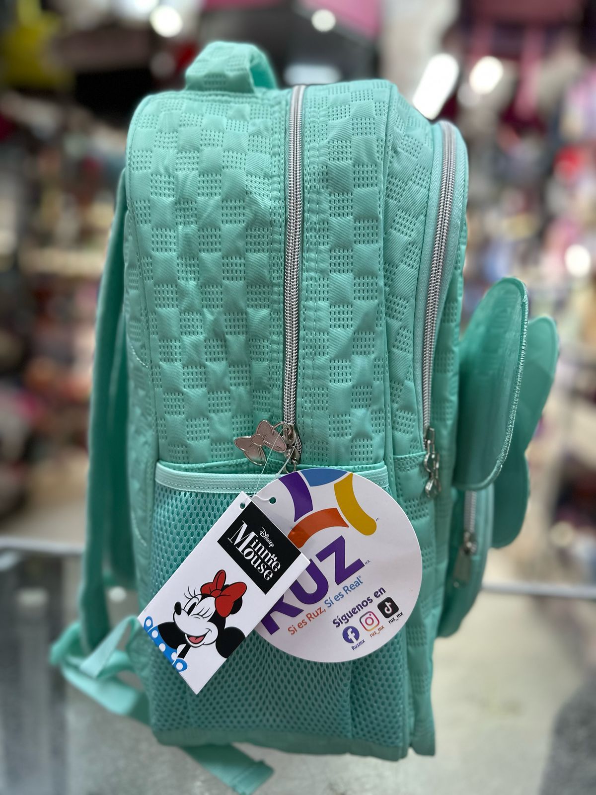 Mochila primaria Minnie textura menta Ruz