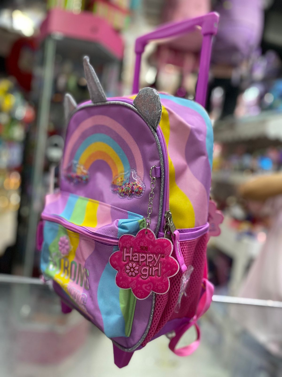 Mochila carro kinder unicornio arcoiris Chenson