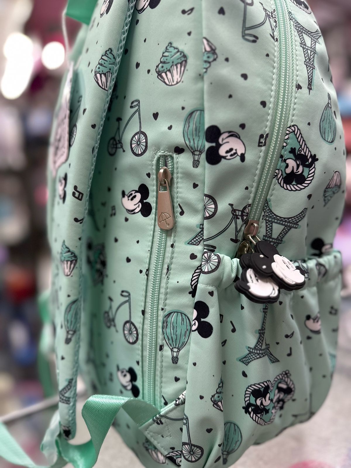 Mochila primaria Mickey París menta lluvia