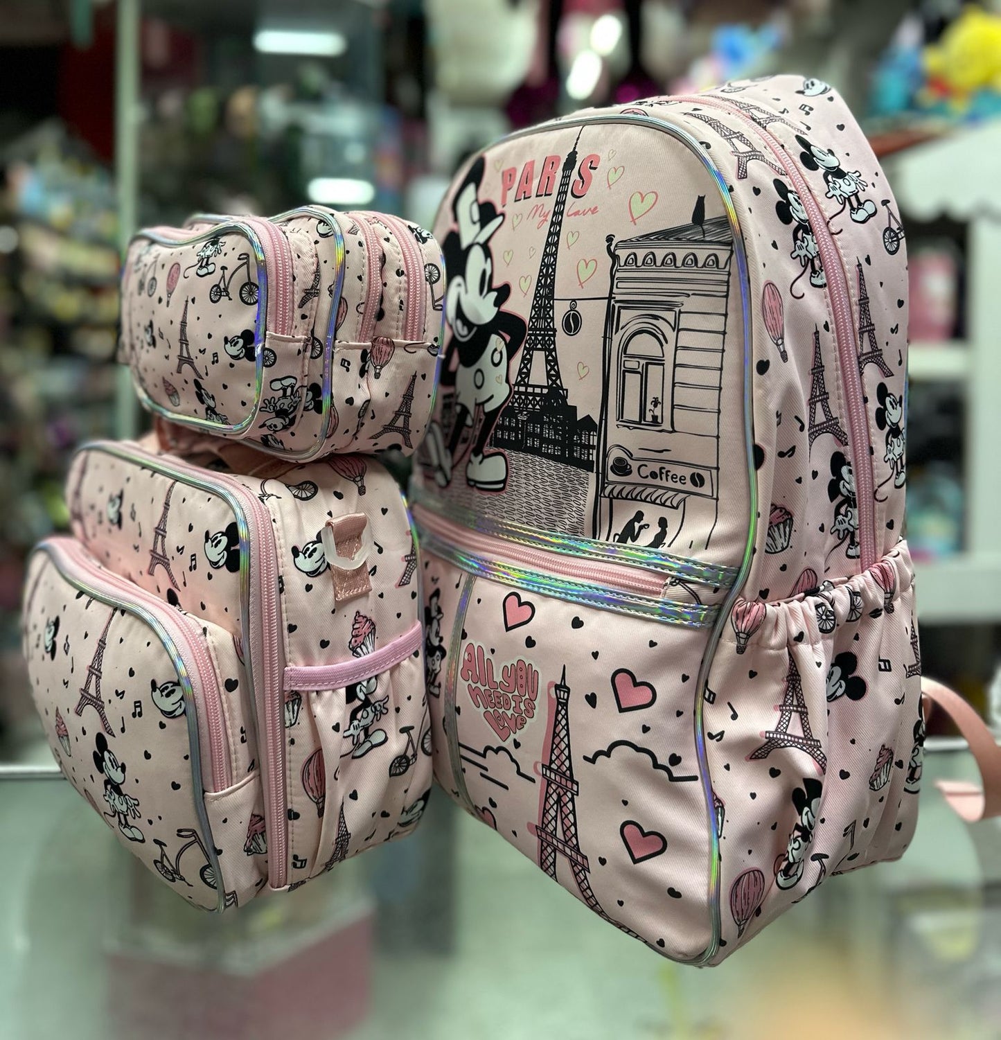 Combo primaria Mickey París rosa lluvia