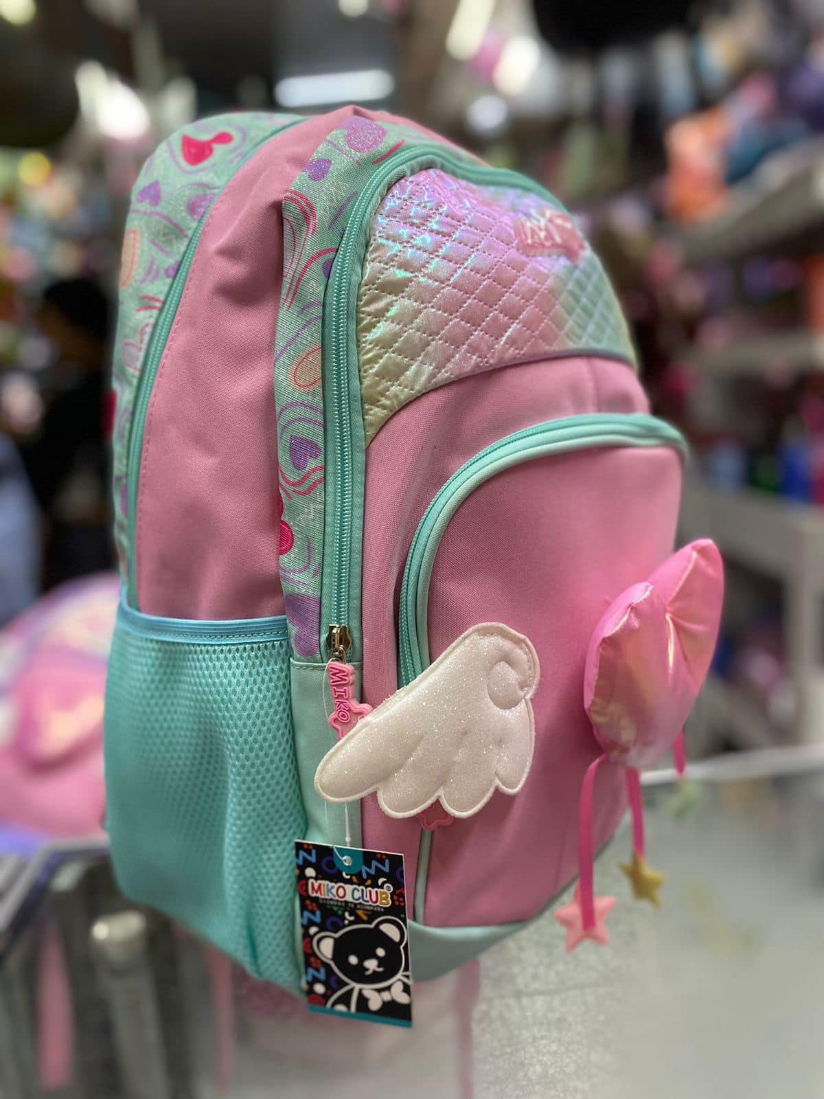 Mochila juvenil corazón con alas miko