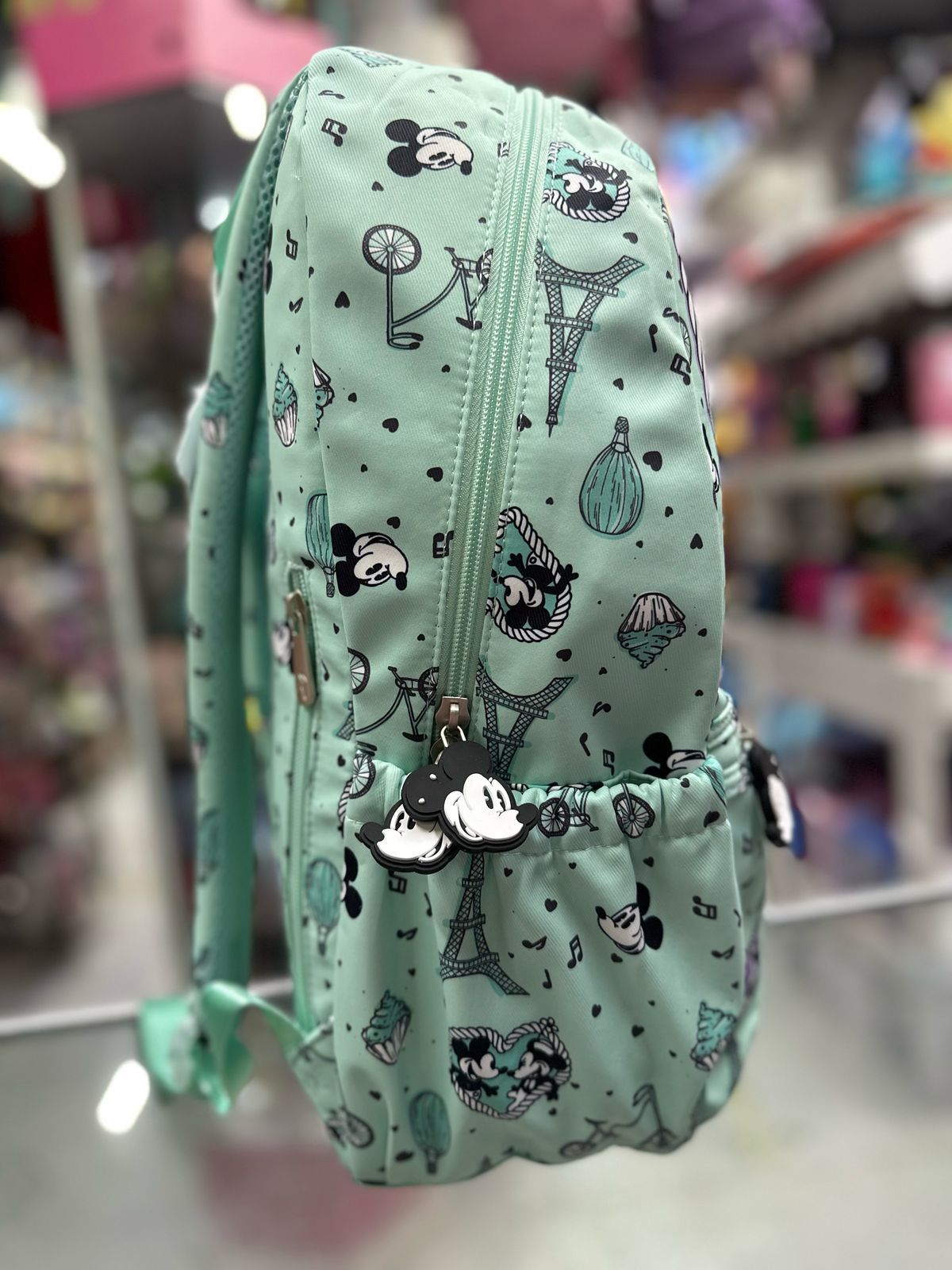 Mochila primaria Mickey París menta lluvia