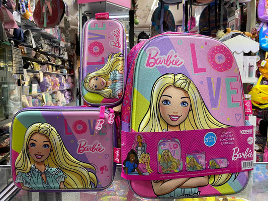 SET 3 EN 1 BARBIE KEEPACK PRIMARIA